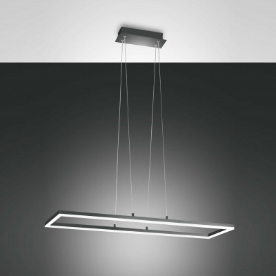 Fabas Luce - Bard - Lampada a sospensione a LED con diffusore rettangolare dalle linee moderne - Colore: Antracite - 1 Lampadina - Led Integrato - 52W - Lumen 5400 - Gradi Kelvin 4000k Luce Naturale - IP20 - SKU: 3394-43-282
