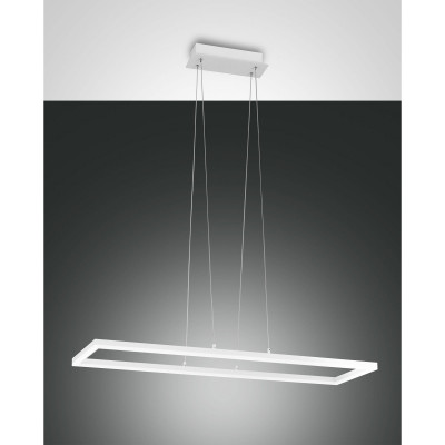 Fabas Luce Bard Sospensione rettangolare a LED dal design moderno con struttura in metallo Colore: Bianco
