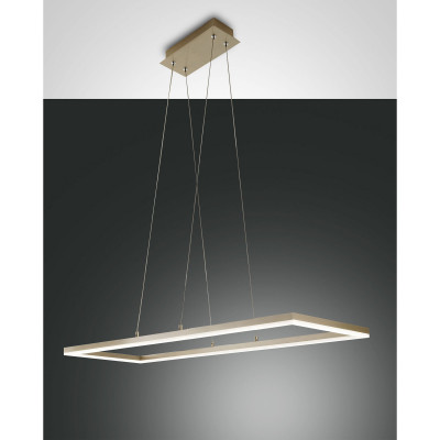 Fabas Luce Bard Sospensione rettangolare a LED dal design moderno con struttura in metallo Colore: Oro
