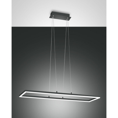 Fabas Luce Bard Sospensione rettangolare a LED dal design moderno con struttura in metallo Colore: Antracite