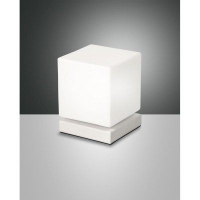 Fabas Luce Brenta Abatjour a LED dimmerabile struttura in metallo e diffusore in vetro Colore: Bianco