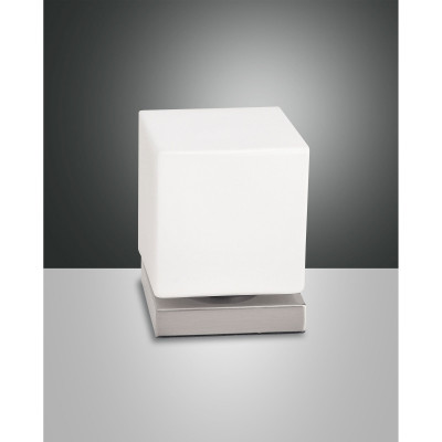Fabas Luce Brenta Abatjour a LED dimmerabile struttura in metallo e diffusore in vetro Colore: Nichel