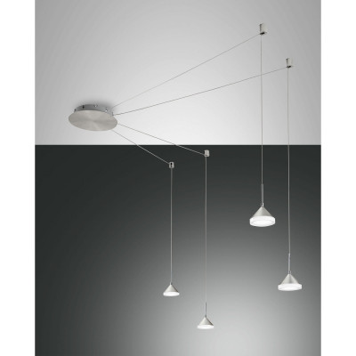 Fabas Luce Isabella Lampada a sospensione con 4 luci a LED struttura in metallo dal design moderno Colore: Alluminio