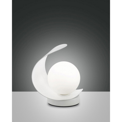 Fabas Luce Adria Abatjour a LED con struttura in metallo e paralume in vetro dal design moderno Colore: Bianco