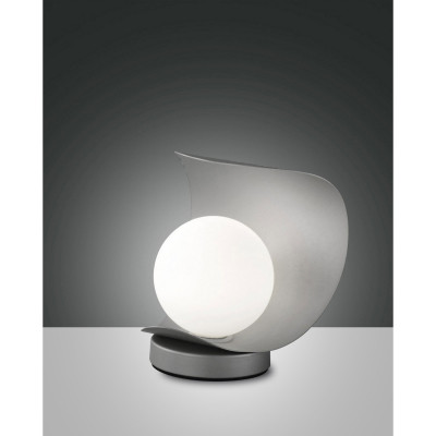 Fabas Luce Adria Abatjour a LED con struttura in metallo e paralume in vetro dal design moderno Colore: Argento