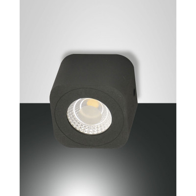 Fabas Luce - Palmi - Faretto da soffitto in metallo 1 luce a LED - Colore: Antracite - 1 Lampadina - Led Integrato - 6W - Lumen 540 - Gradi Kelvin 3000k Luce Calda - IP20 - SKU: 3429-71-282