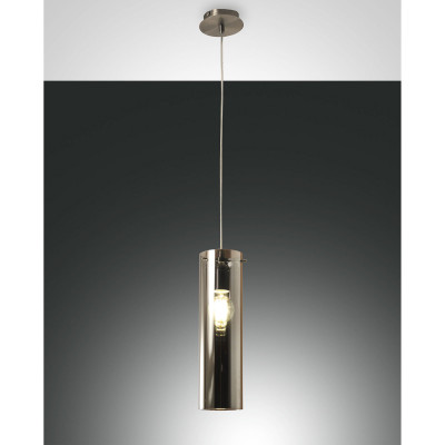 Fabas Luce Sintesi Lampada a sospensione moderna con struttura in metallo e diffusore in vetro Colore: Grigio Fumè