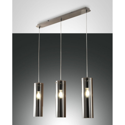 Fabas Luce Sintesi Lampada a sospensione moderna a 3 luci struttura in metallo diffusore in vetro Colore: Grigio Fumè
