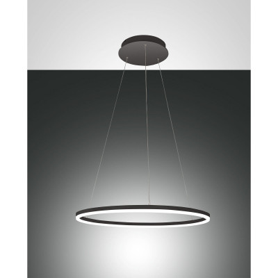Fabas Luce Giotto Lampada a sospensione rotonda a LED in metallo dal design moderno Colore: Nero