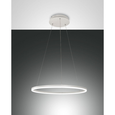 Fabas Luce Giotto Lampada a sospensione rotonda a LED in metallo dal design moderno Colore: Bianco