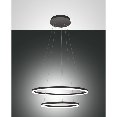 Fabas Luce Giotto Lampada a sospensione con 2 luci LED in stile moderno con struttura in metallo Colore: Nero