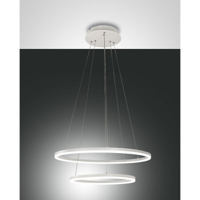 Fabas Luce Giotto Lampada a sospensione con 2 luci LED in stile moderno con struttura in metallo Colore: Bianco