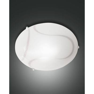 Fabas Luce - Magma - Plafoniera grande in metallo a risparmio energetico con diffusore in vetro - Colore: Bianco - 2 Lampadine E27 40W - IP20 - SKU: 3521-65-102