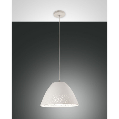 Fabas Luce Casale Lampada a sospensione moderna con struttura in metallo e paralume in ceramica Colore: Bianco