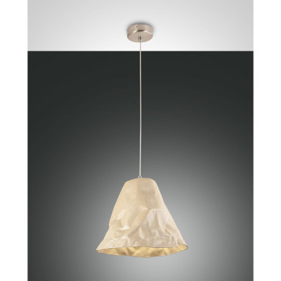 Fabas Luce Crumple Lampada a sospensione moderna in metallo con diffusore in ceramica Colore: Marrone Chiaro