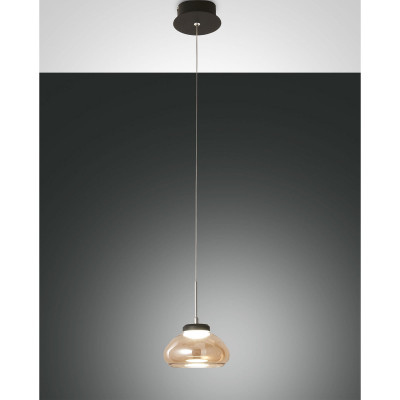 Fabas Luce Arabella Lampada a sospensione a LED moderna in metallo diffusore in vetro soffiato Colore: Ambra