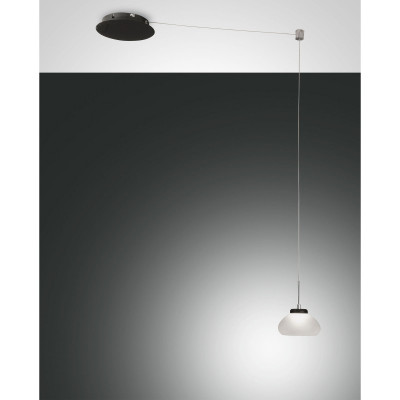 Fabas Luce Arabella Lampada a sospensione moderna a LED in metallo con diffusore in vetro soffiato Colore: Bianco