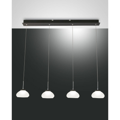 Fabas Luce Arabella Lampada a sospensione a 4 luci a LED in metallo con diffusore in vetro soffiato Colore: Bianco
