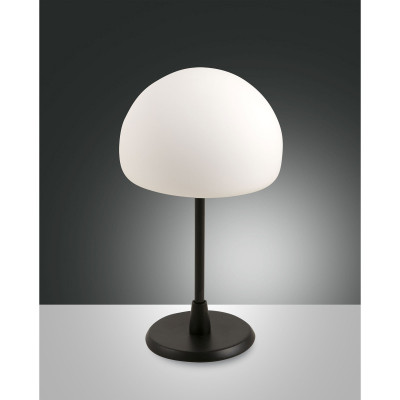 Fabas Luce Gaia Lampada da comodino con struttura in metallo e diffusore in vetro design moderno Colore: Nero