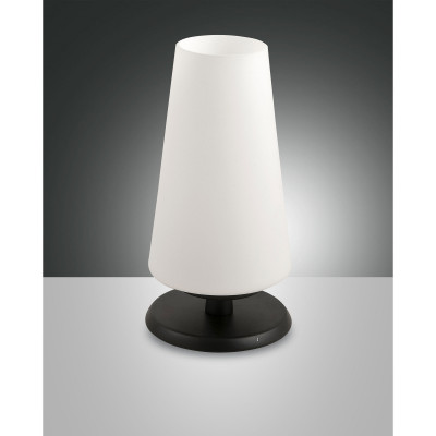 Fabas Luce Milady Lampada da comodino in metallo con paralume in vetro dal design moderno Colore: Nero