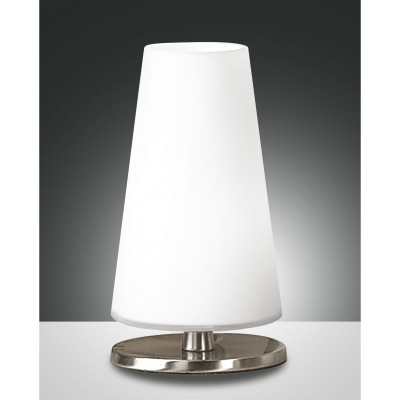 Fabas Luce Milady Lampada da comodino in metallo con paralume in vetro dal design moderno Colore: Nichel