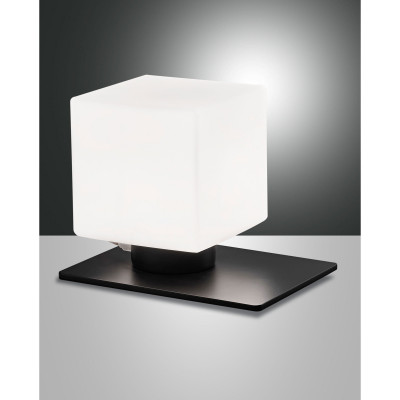 Fabas Luce Zara Abatjour in metallo con diffusore in vetro dal design moderno Colore: Nero