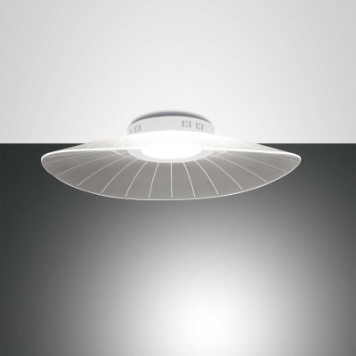 Fabas Luce - Vela - Lampada da soffitto piccola a LED con diffusore in vetro dalle linee moderne - Colore: Bianco - 1 Lampadina Led Integrato 24W - Lumen 4000 - Gradi Kelvin 3000k Luce Calda - IP20 - SKU: 3625-61-102