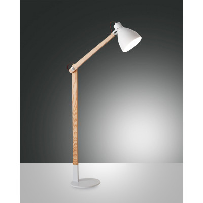 Fabas Luce Sveva Piantana da terra in stile moderno con struttura in legno e paralume in metallo Colore: Bianco