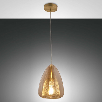 Fabas Luce - Britton - Lampada a sospensione singola con diffusore in vetro dalle linee moderne - 1 Lampadina E27 40W - IP20 - SKU: 3673-40