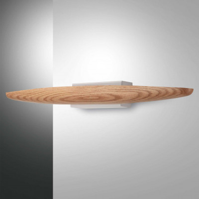 Fabas Luce - Ribot - Lampada da parete a led con diffusore legno e acrilico dallo stile moderno - Colore: Legno - 1 Lampadina Led Integrato 17W - Lumen 1400 - Gradi Kelvin 3000k Luce Calda - IP20 - SKU: 3676-21-215