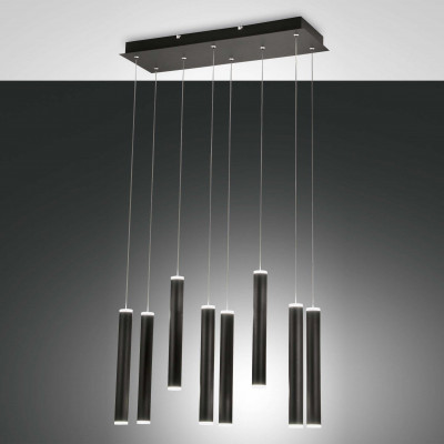 Fabas Luce Prado Lampada a sospensione a LED con 8 diffusori dalle linee moderne ed eleganti Colore: Nero