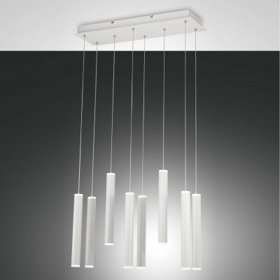 Fabas Luce Prado Lampada a sospensione a LED con 8 diffusori dalle linee moderne ed eleganti Colore: Bianco