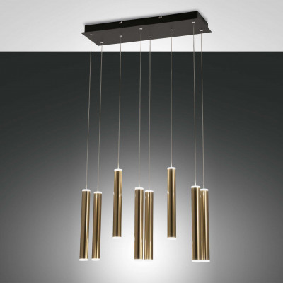 Fabas Luce Prado Lampada a sospensione a LED con 8 diffusori dalle linee moderne ed eleganti Colore: Ottone