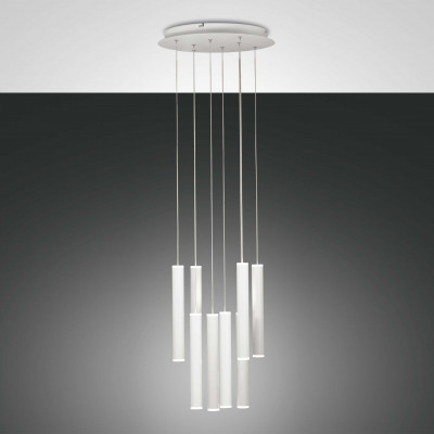 Fabas Luce - Prado - Lampada a sospensione a LED rotonda 8 diffusori dalle linee moderne ed eleganti - 8 Lampadine Led Integrato 52W - Lumen 5760 - Gradi Kelvin 3000k Luce Calda - IP20 - SKU: 3685-47