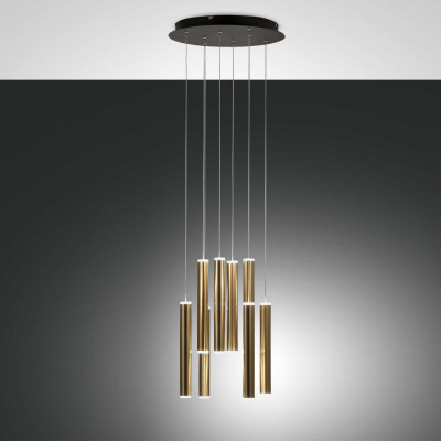 Fabas Luce Prado Lampada a sospensione a LED rotonda 8 diffusori dalle linee moderne ed eleganti Colore: Ottone