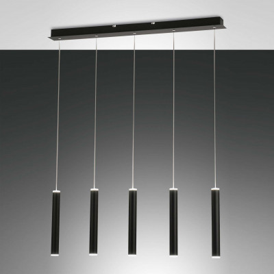 Fabas Luce Prado Lampada a sospensione a LED con 5 diffusori dalle linee moderne ed eleganti Colore: Nero