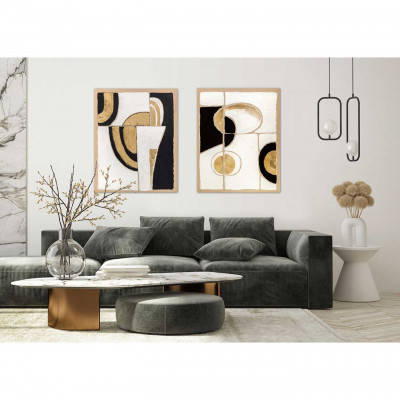 Agave - Dipinto astratto moderno realizzato a mano su tela "Black and gold 2" 90x120 - SKU: AG130113
