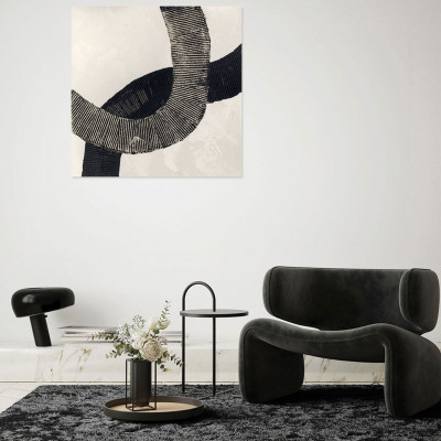 Agave - Dipinto astratto olio su tela dalle linee moderne "Black lines" 80x80 - SKU: AG130110