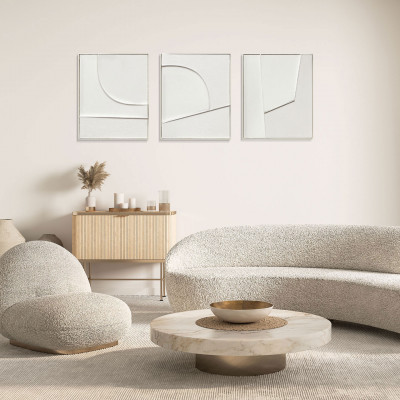 Agave - Quadri astratti set 3 pezzi dipinti a mano su tela con cornice Groove 50x60 - SKU: AG170347