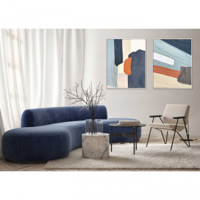 Agave - Quadro astratto con cornice dipinto a mano su tela di cotone "Fabrics 1" 80x100 - SKU: AG150245