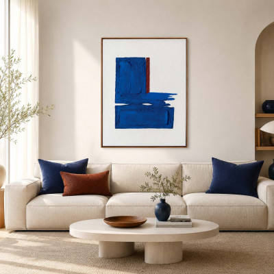 Agave Quadro astratto dipinto a mano con acrilici su tela Snorkel Blue 80x100