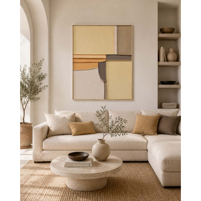 Agave Quadro astratto dipinto a mano su tela di cotone con cornice Apricot 80x100