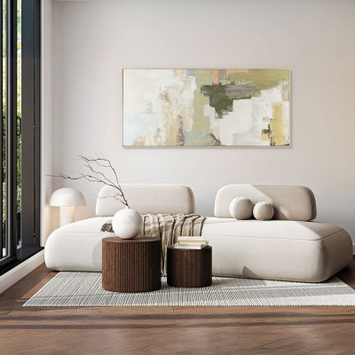 Agave - Quadro astratto dipinto a mano su tela di cotone con cornice Basil 70x150 - SKU: AG170356