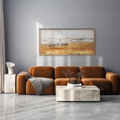 Agave - Quadro astratto dipinto a mano su tela di cotone con cornice Clay 150x70 - SKU: AG170355