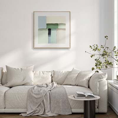 Agave - Quadro astratto dipinto a mano su tela di cotone con cornice Rivos 60x60 - SKU: AG170352