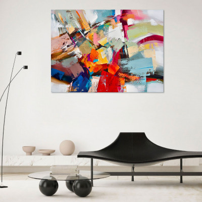 Agave - Quadro astratto dipinto a mano su tela di cotone "Esplosione di Colore" 150x110 - SKU: AG130134