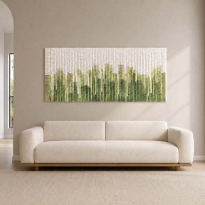 Agave Quadro astratto dipinto a mano su tela di cotone Green Chart 140x70