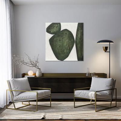 Agave - Quadro astratto dipinto a mano su tela di cotone Pebble 100x100 - SKU: AG170343