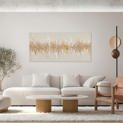 Agave - Quadro astratto moderno dipinto a mano con acrilici su tela Golden Raisin 150x70 - SKU: AG160308
