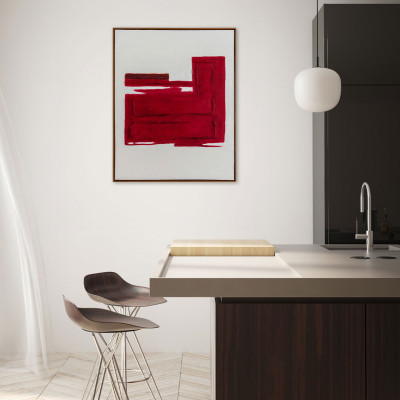 Agave - Quadro astratto moderno dipinto a mano con acrilici su tela Racing Red 80x100 - SKU: AG160286